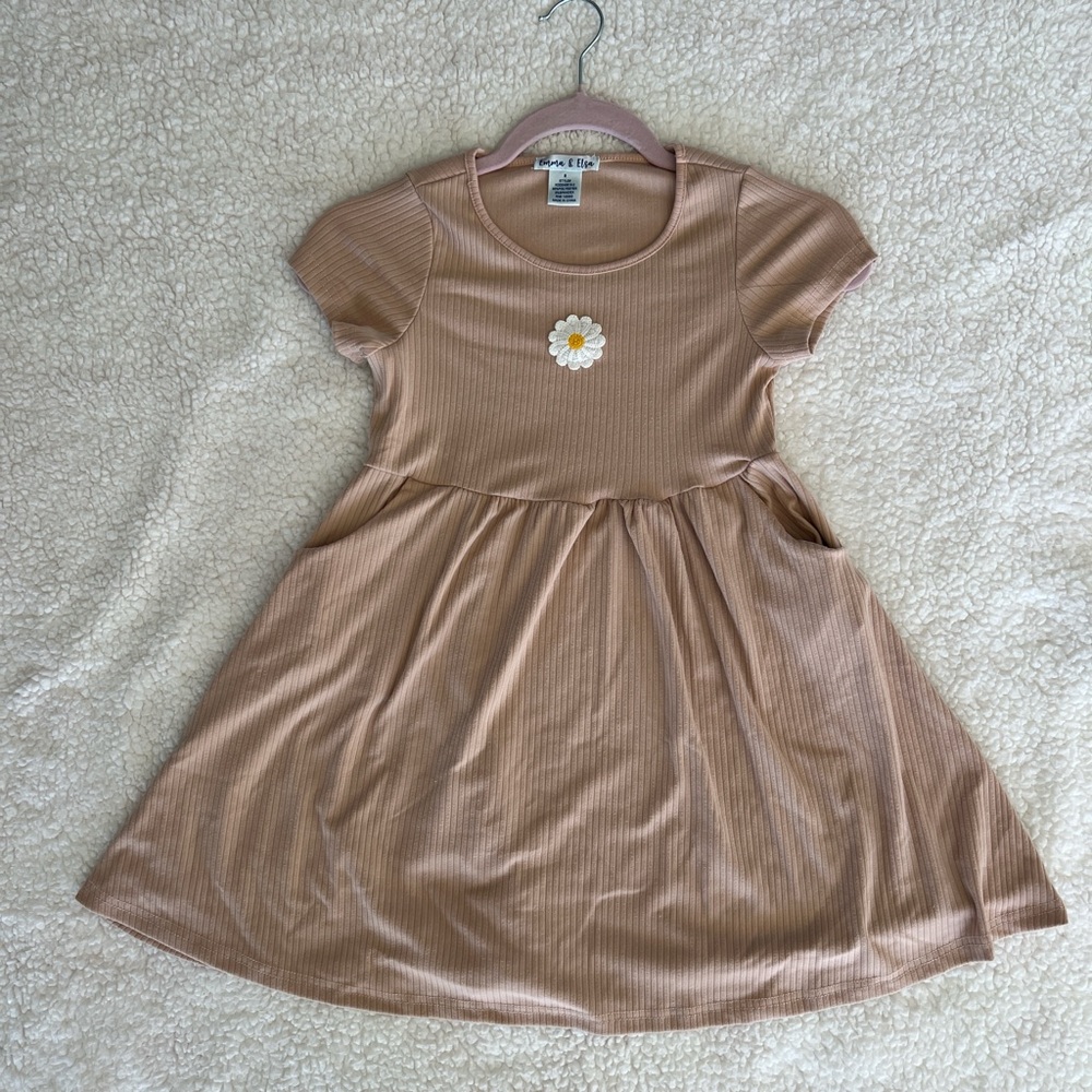 Cat & Jack Tan Dress with Daisy Detail